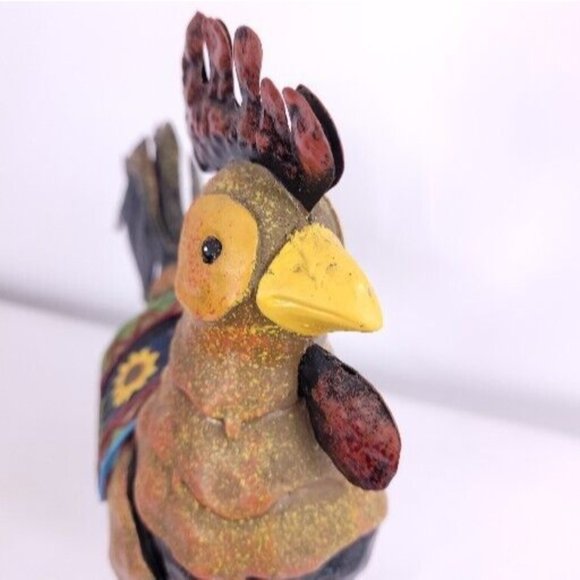 Hand Crafted Folk Art Rustic Tin Farmhouse Country Rooster Primitive Figurine 9" - Picture 6 of 11